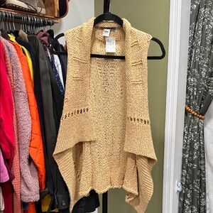 Women's Tan Knit Cardigan Vest